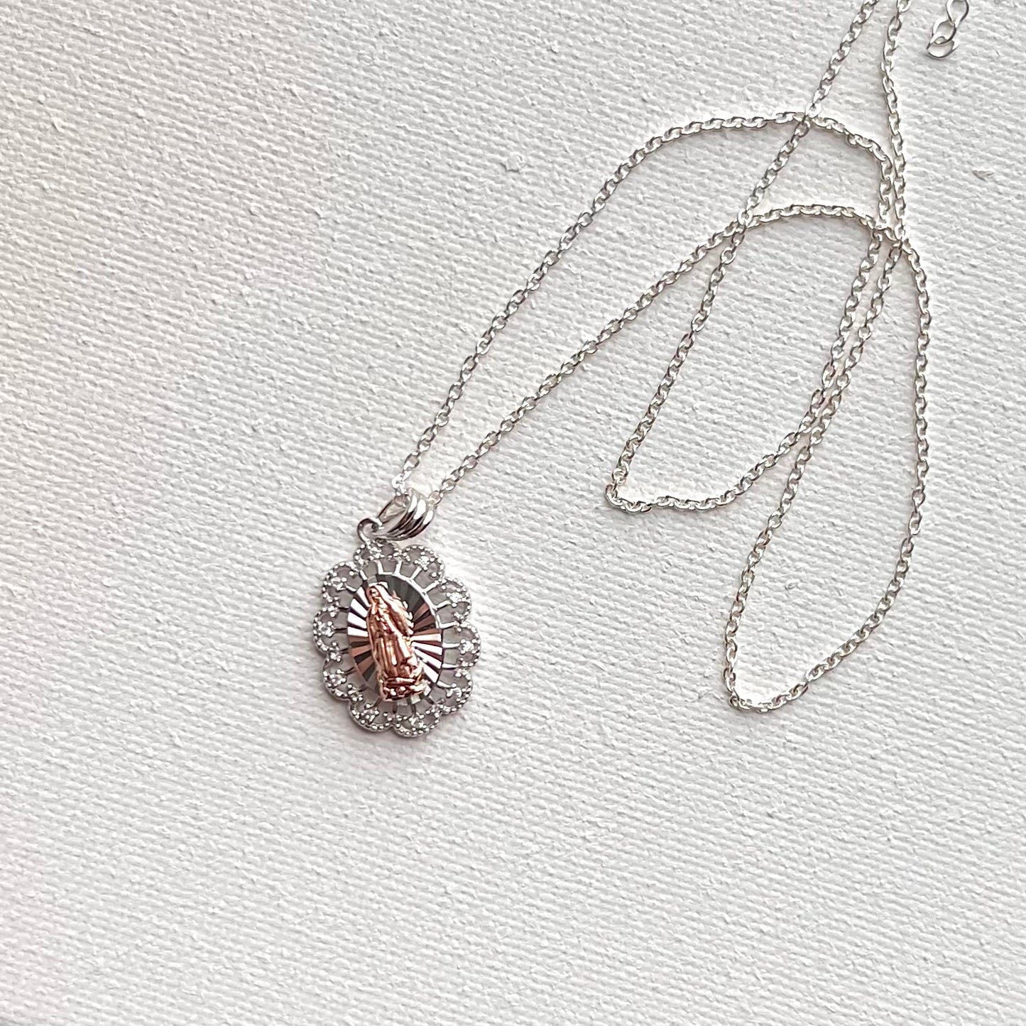 Patroness of the Americas Guadalupe Necklace- Sterling Silver