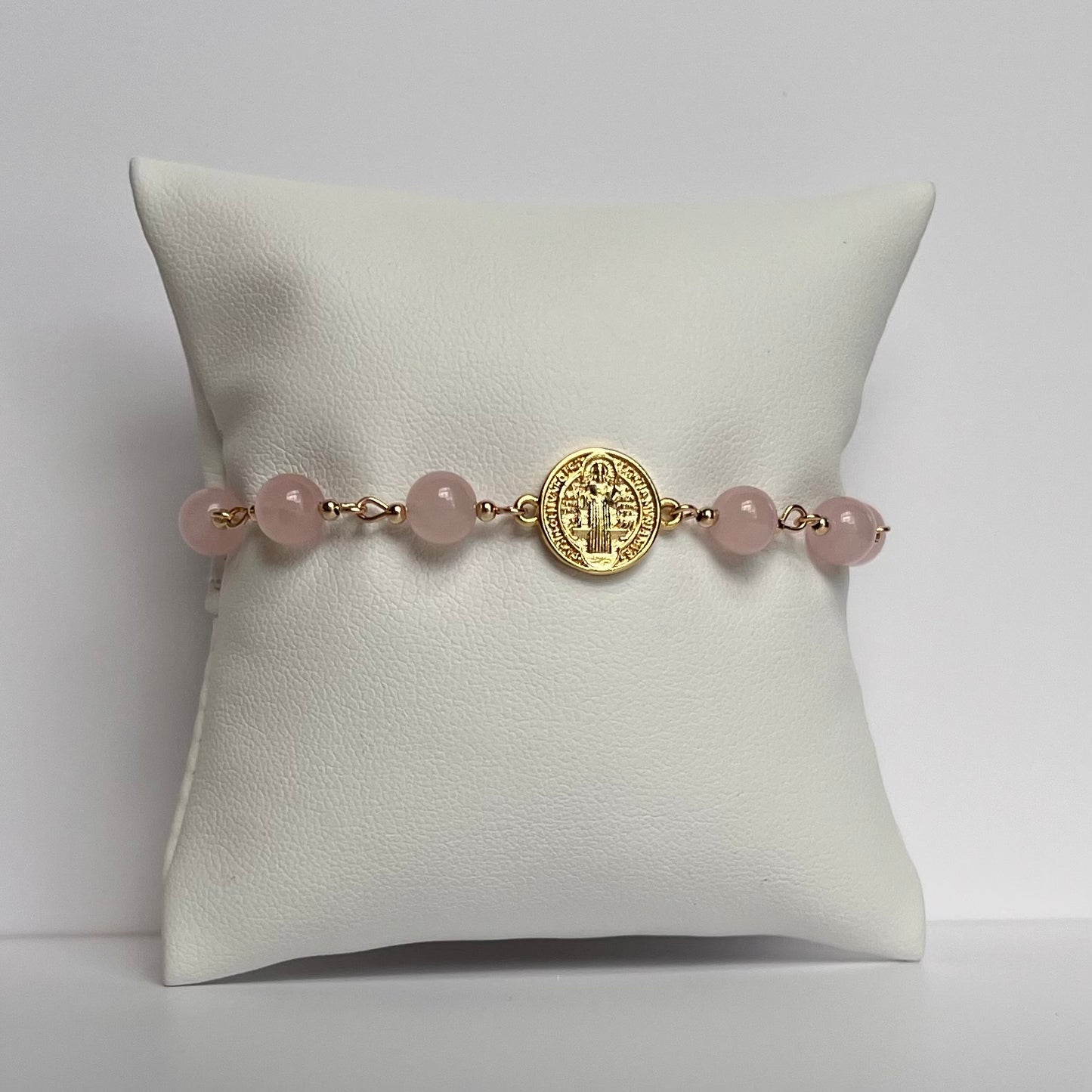 Pink Quartz Saint Benedict Bracelet