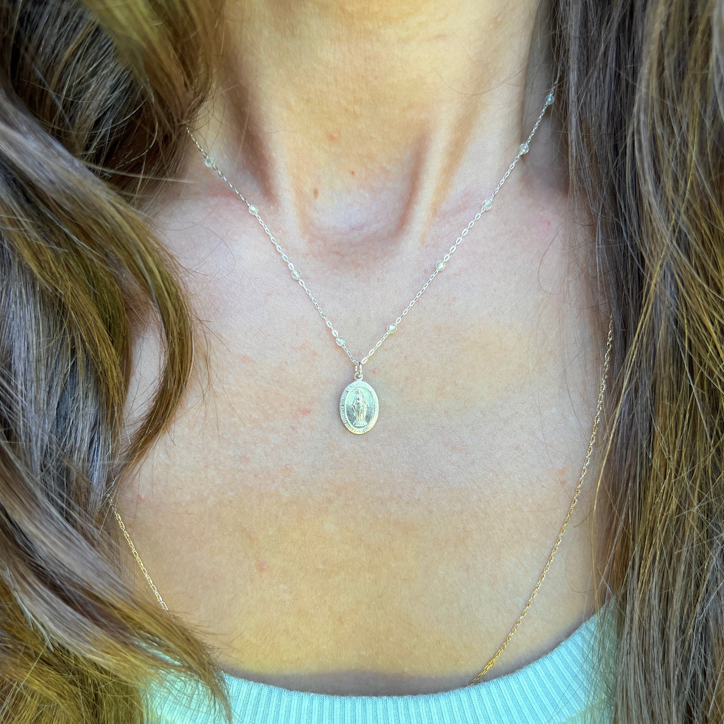 THE Perfect Petite Miraculous Medal Necklace- Gold & Sterling