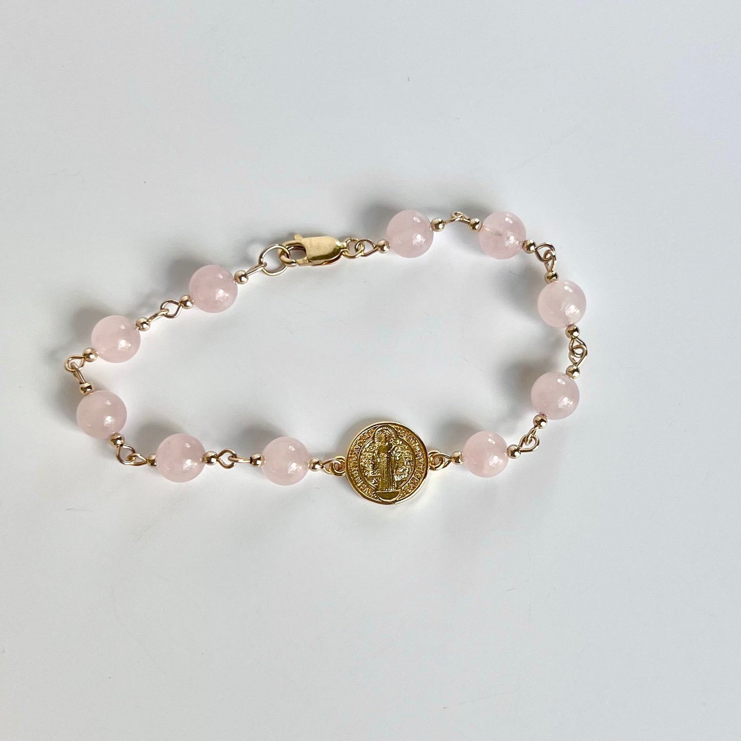 Pink Quartz Saint Benedict Bracelet