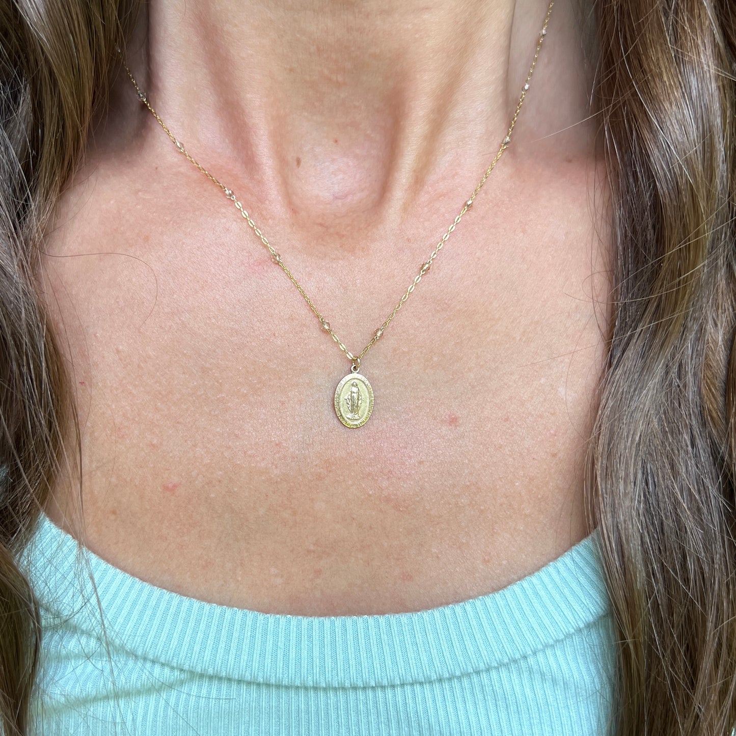 THE Perfect Petite Miraculous Medal Necklace- Gold & Sterling