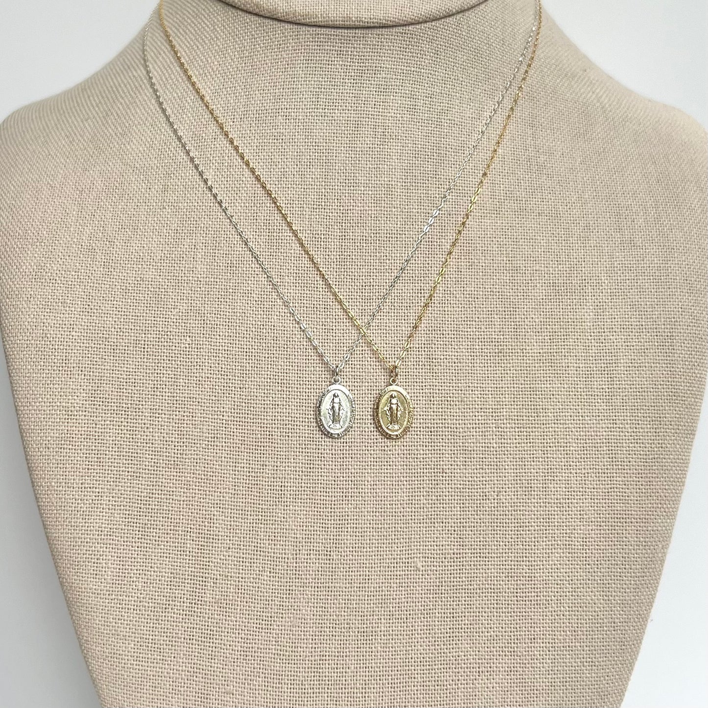 THE Perfect Petite Miraculous Medal Necklace- Gold & Sterling