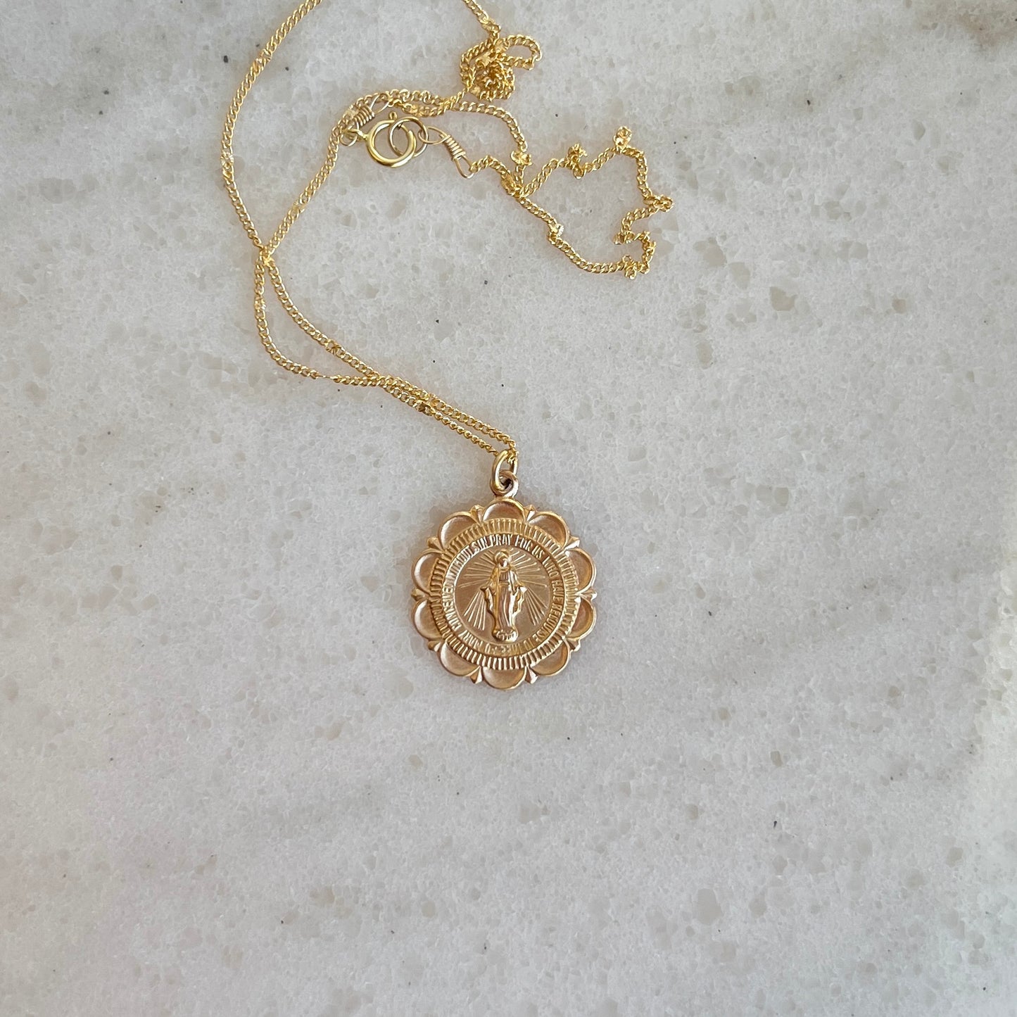 Scalloped Miraculous Medal Necklace