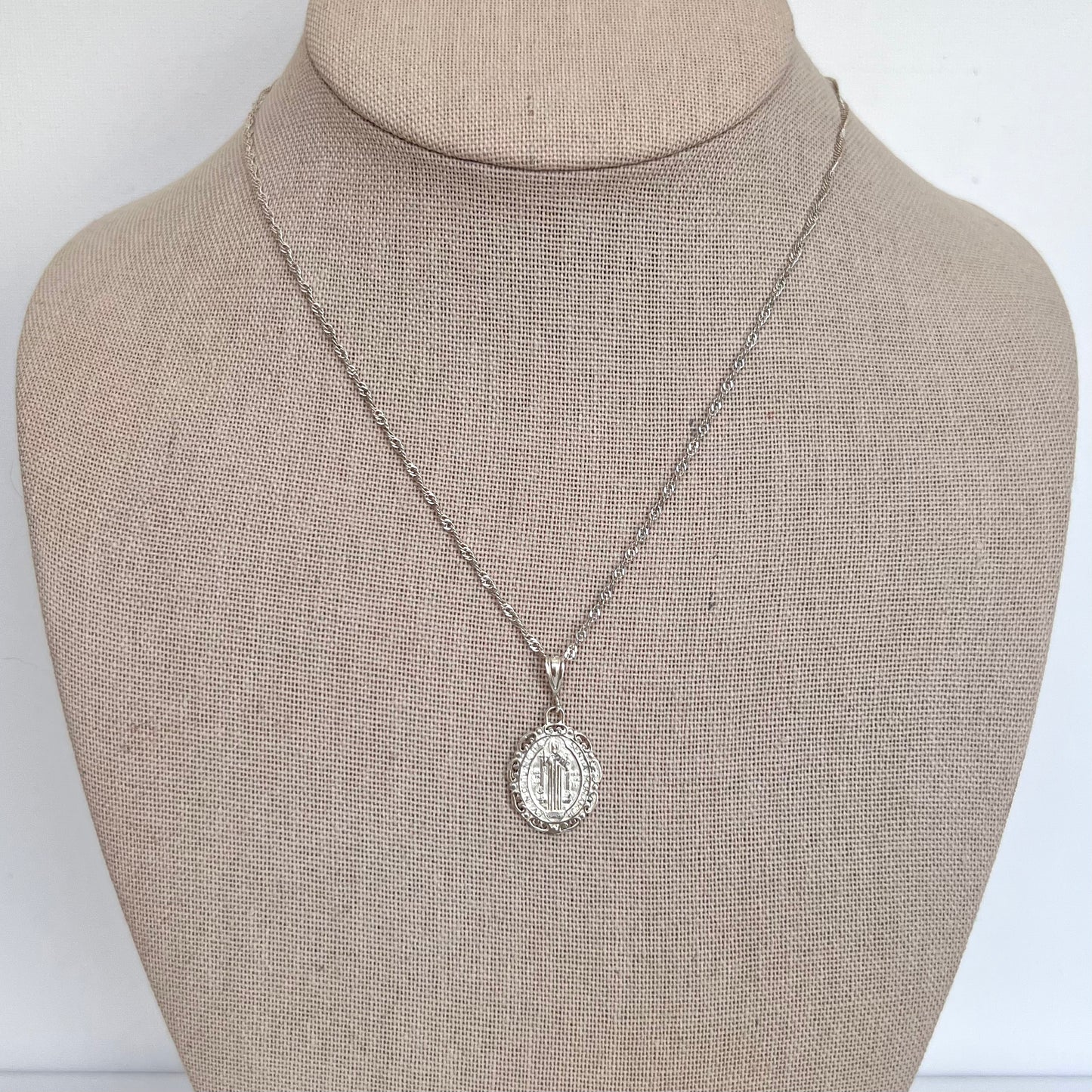 Saint Benedict Oval Necklace- Sterling Silver