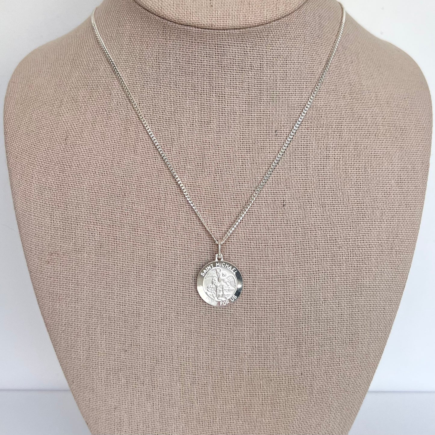 Men's Saint Michael Necklace- Sterling Silver