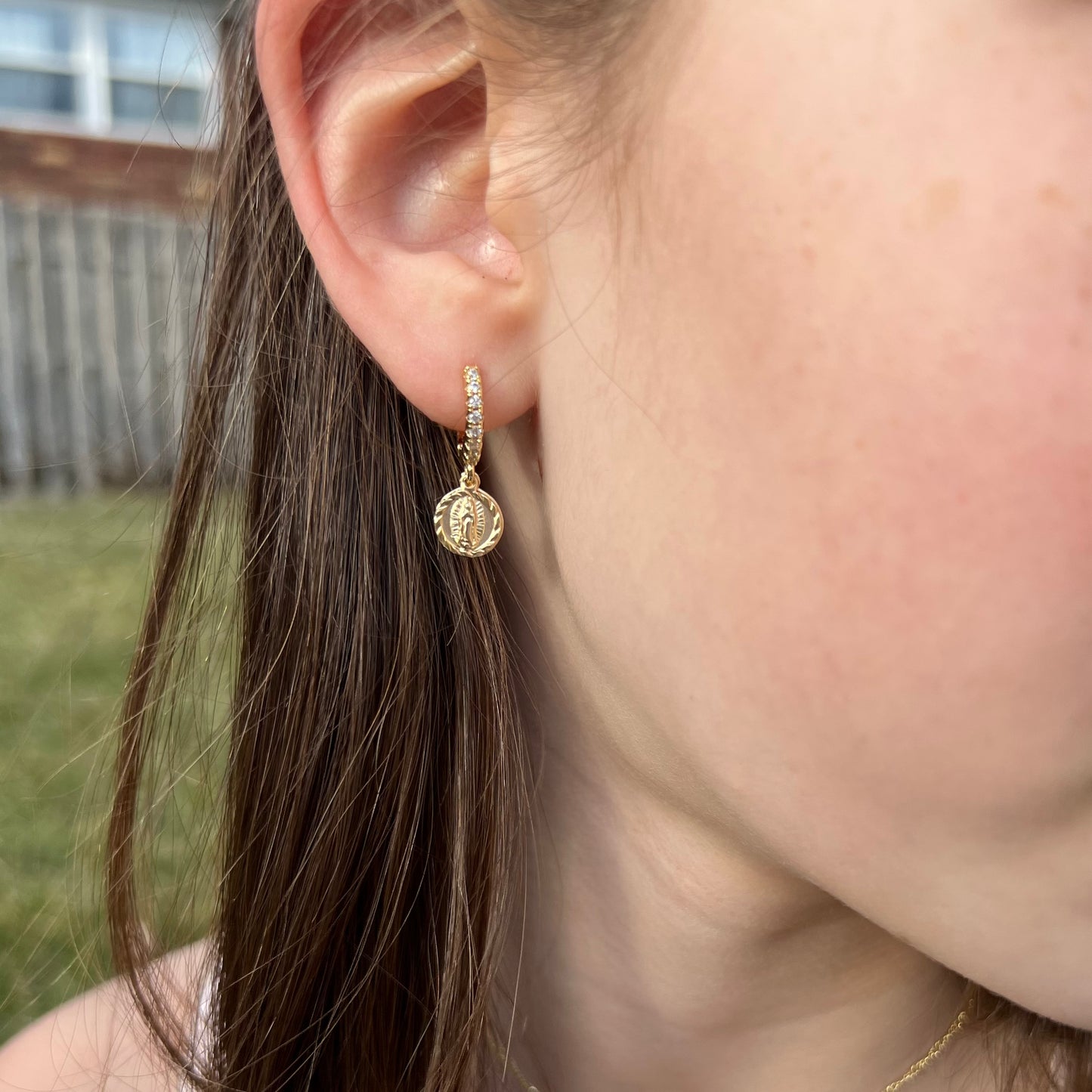Dainty Our Lady of Guadalupe Earrings