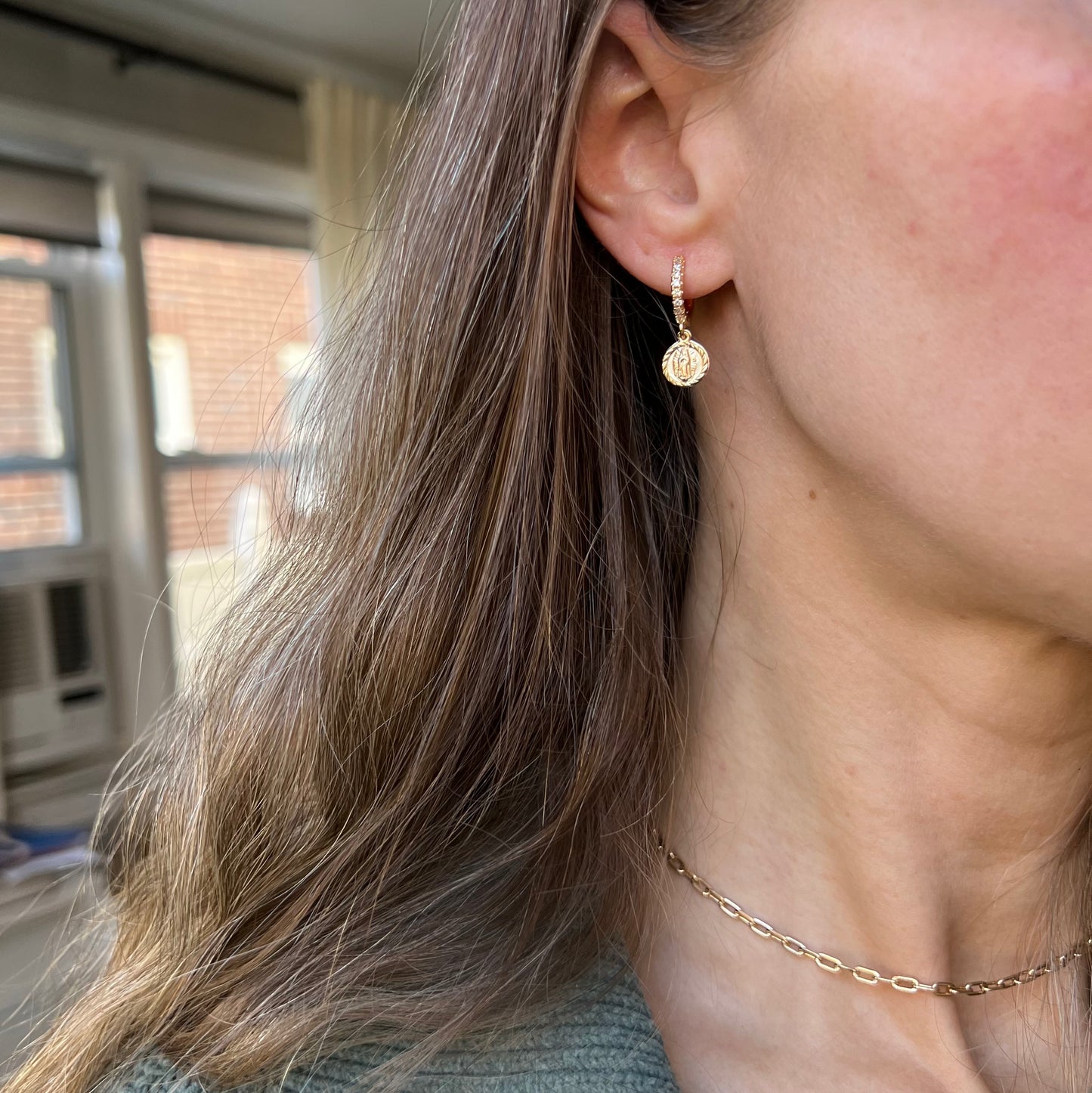 Dainty Our Lady of Guadalupe Earrings