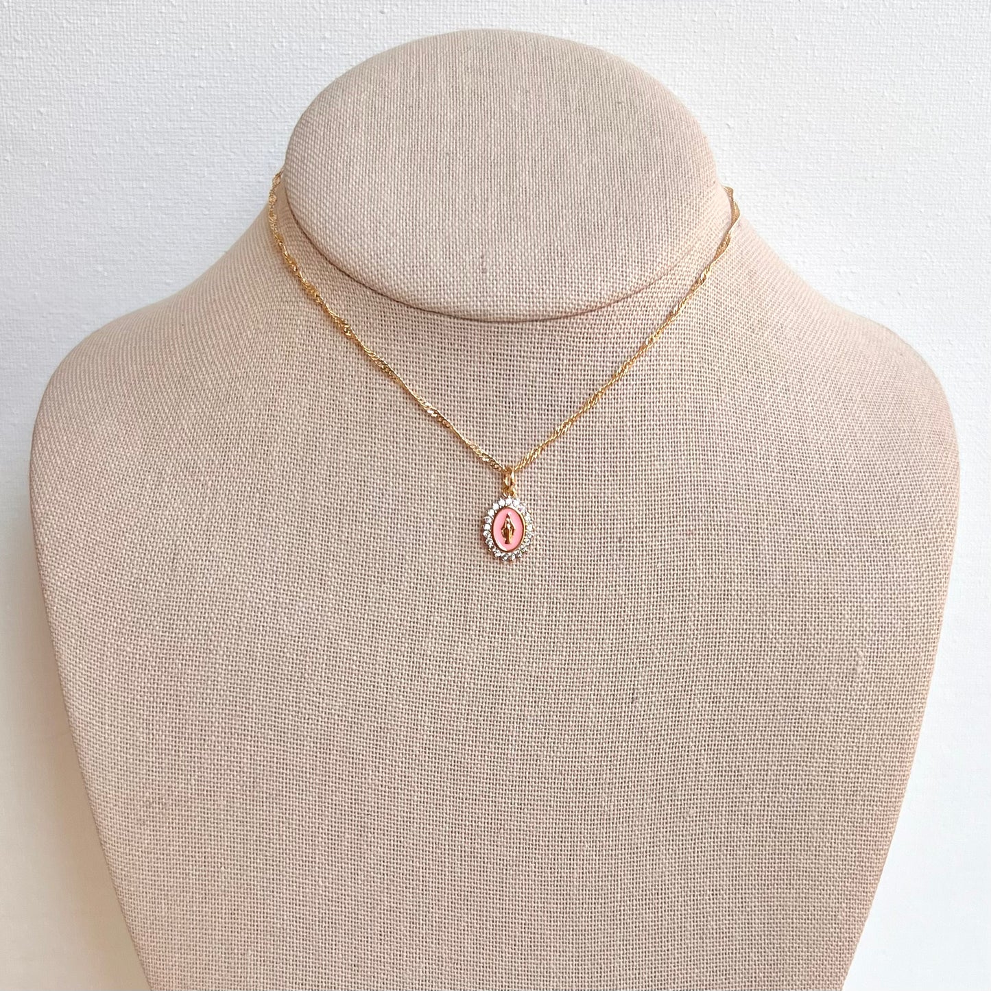 Children's Our Lady of Grace Necklace (Pink & White)