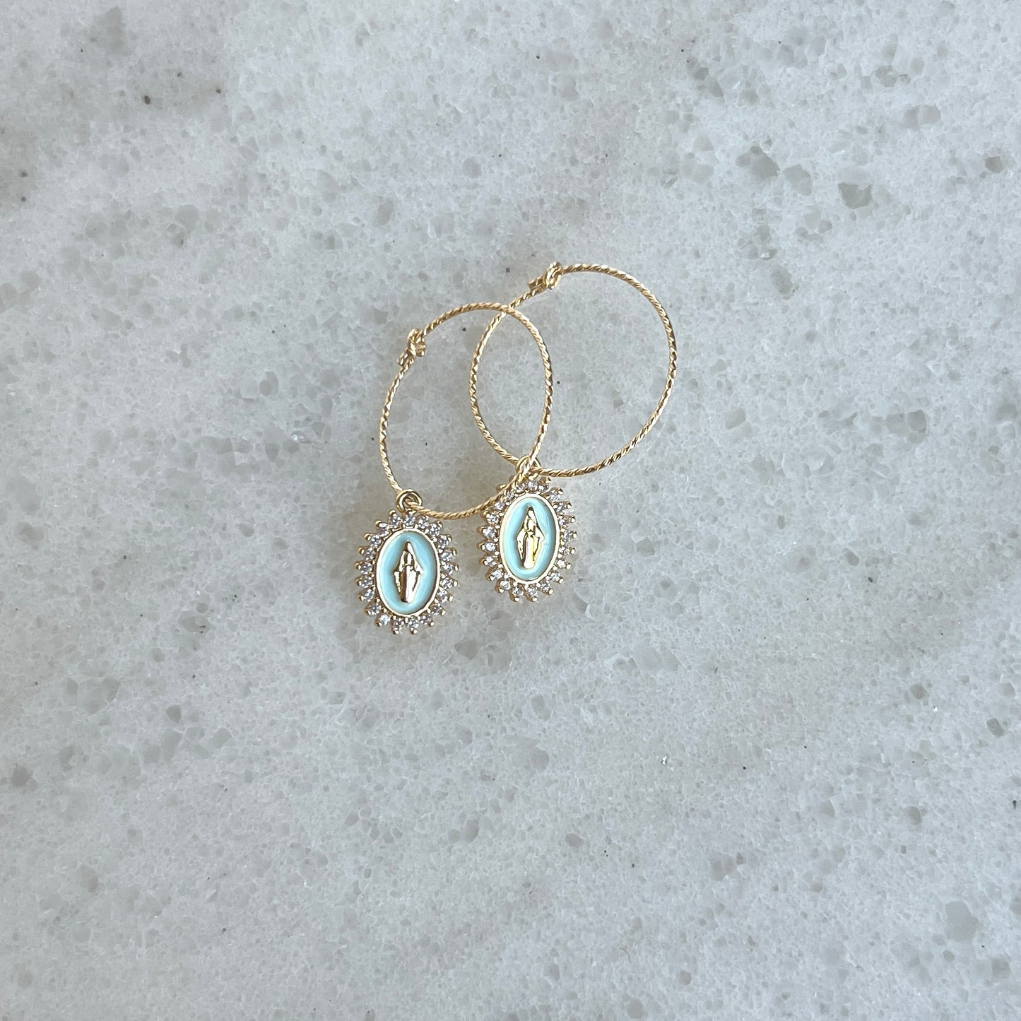 Our Lady of Grace Hoop Earrings