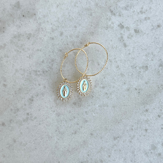 Our Lady of Grace Hoop Earrings