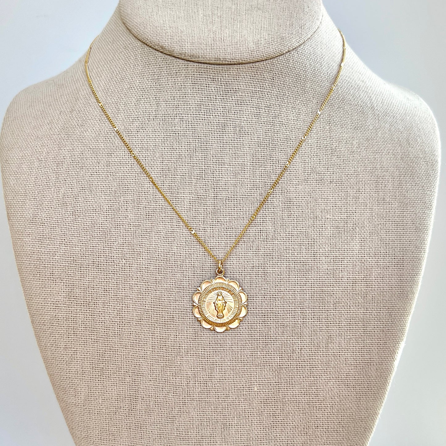 Scalloped Miraculous Medal Necklace