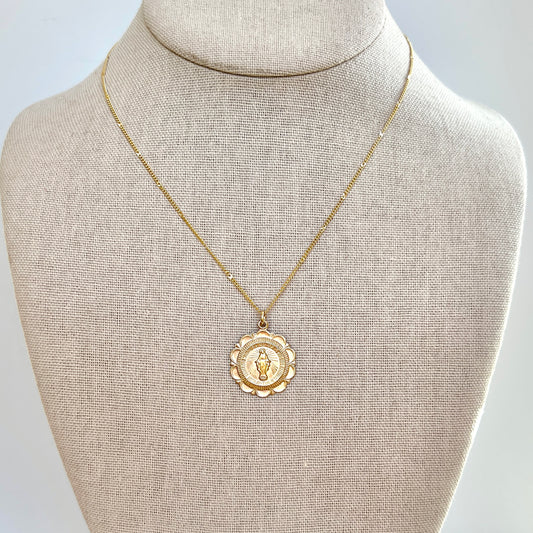 Scalloped Miraculous Medal Necklace