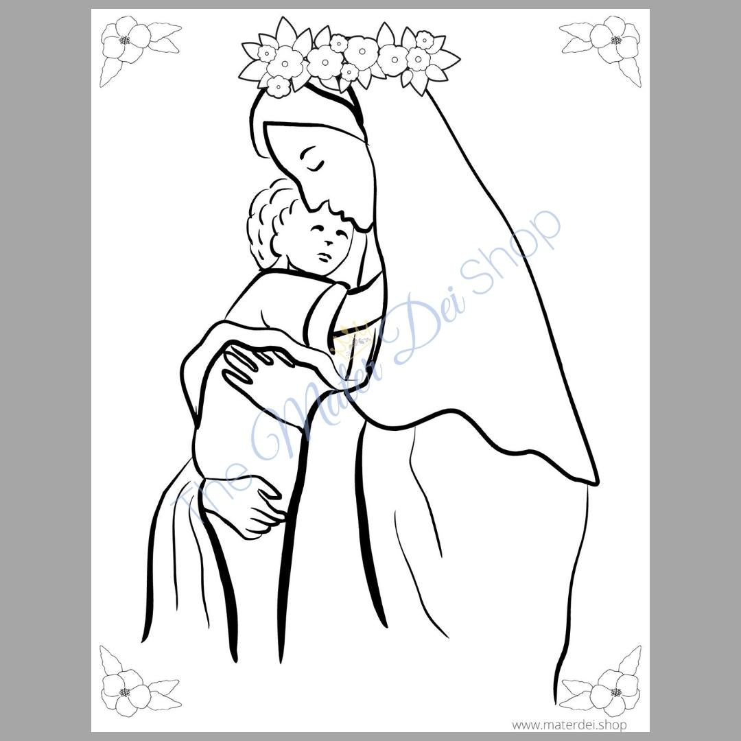 13 Pack Marian Coloring Pages- Digital Download